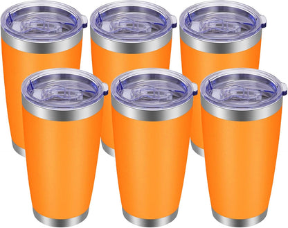 20oz Tumbler with Lid and Straw Stainless Steel Tumbler Cup Vacuum Insulated Double Wall Travel Coffee Mug Powder Coated Coffee Cup, Orange, 1 Pack