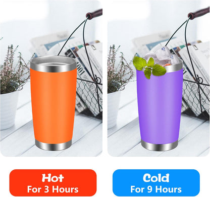 20oz Tumbler with Lid and Straw Stainless Steel Tumbler Cup Vacuum Insulated Double Wall Travel Coffee Mug Powder Coated Coffee Cup, Orange, 1 Pack