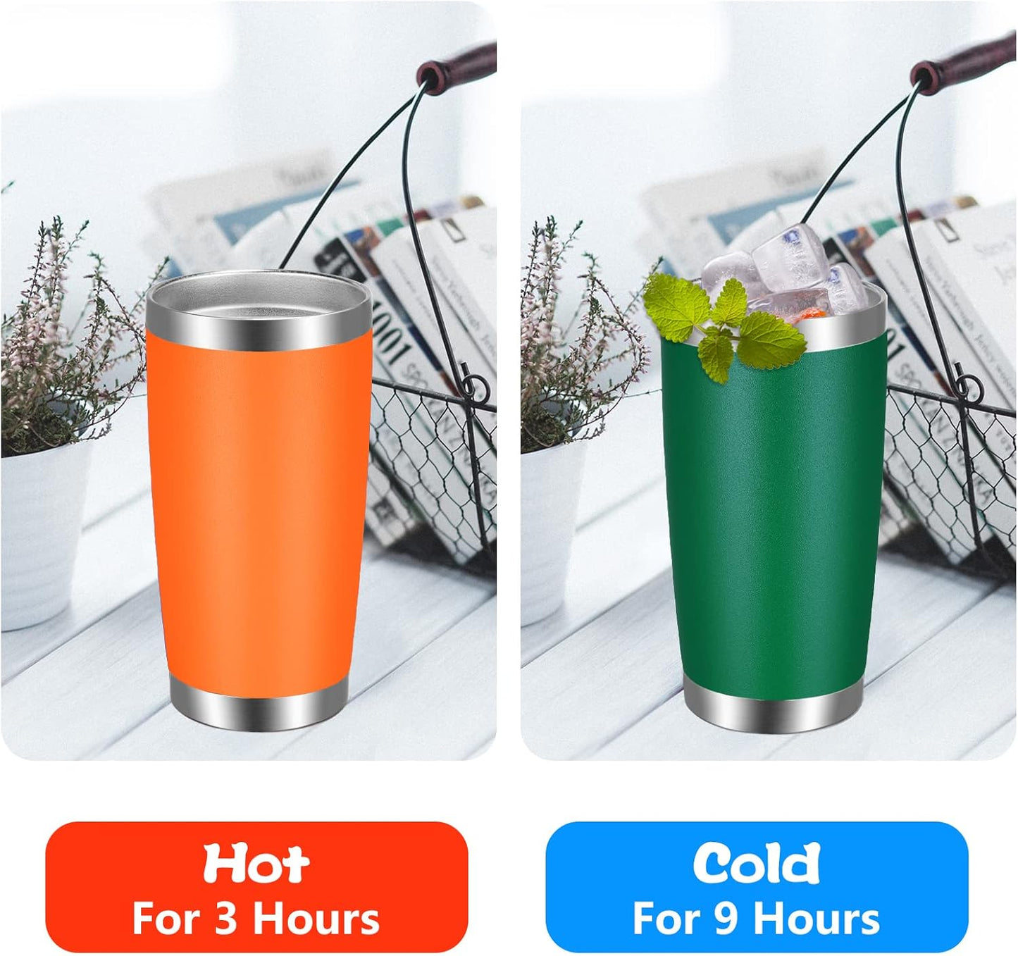 20oz Tumbler with Lid and Straw Stainless Steel Tumbler Cup Vacuum Insulated Double Wall Travel Coffee Mug Powder Coated Coffee Cup, Orange, 1 Pack