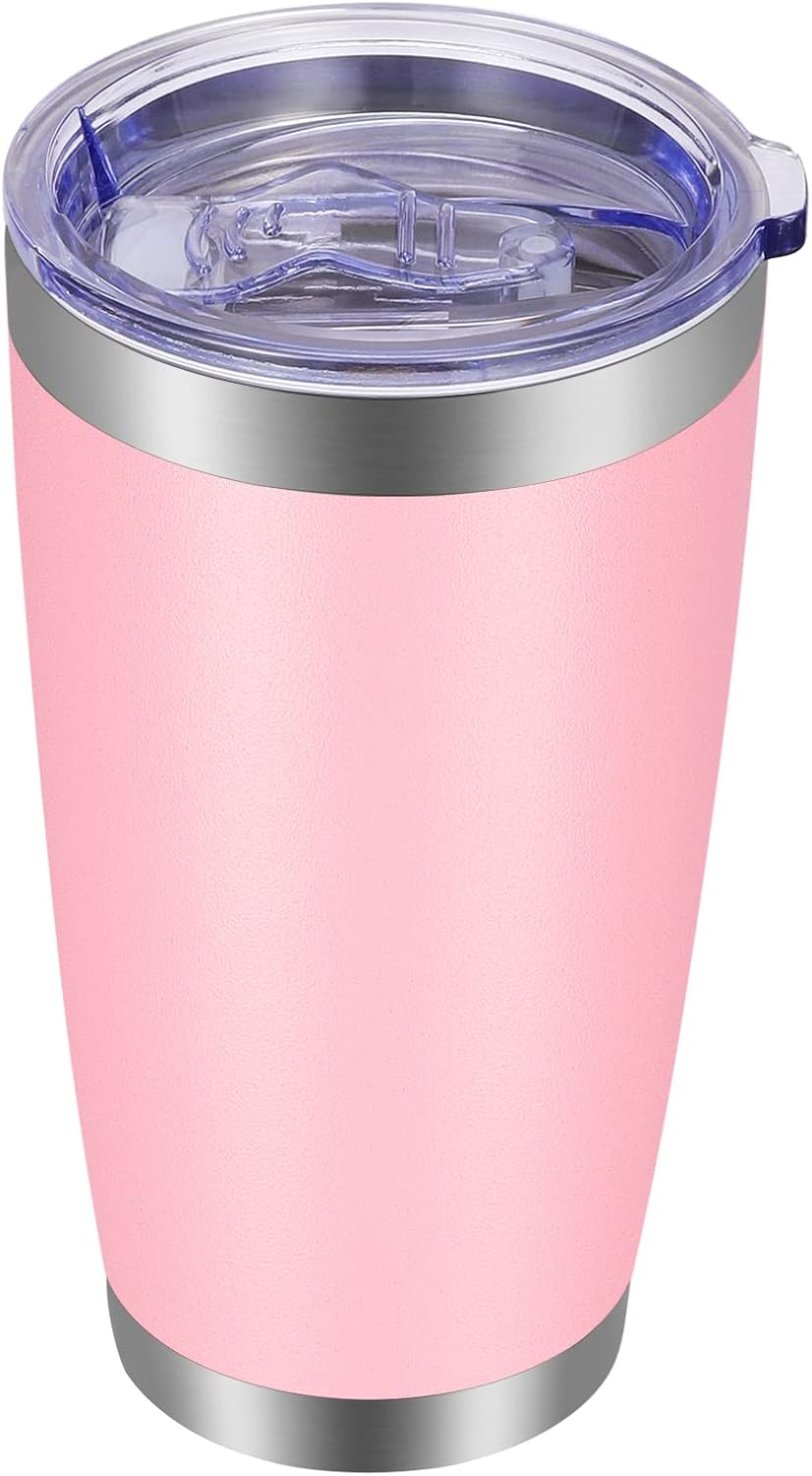20oz Tumbler with Lid and Straw Stainless Steel Tumbler Cup Vacuum Insulated Double Wall Travel Coffee Mug Powder Coated Coffee Cup, Orange, 1 Pack