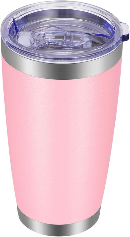 20oz Tumbler with Lid and Straw Stainless Steel Tumbler Cup Vacuum Insulated Double Wall Travel Coffee Mug Powder Coated Coffee Cup, Orange, 1 Pack