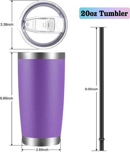 20oz Tumbler with Lid and Straw Stainless Steel Tumbler Cup Vacuum Insulated Double Wall Travel Coffee Mug Powder Coated Coffee Cup, Orange, 1 Pack