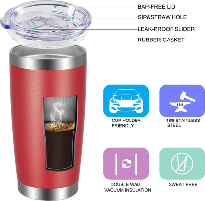 20oz Tumbler with Lid and Straw Stainless Steel Tumbler Cup Vacuum Insulated Double Wall Travel Coffee Mug Powder Coated Coffee Cup, Orange, 1 Pack