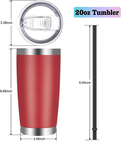 20oz Tumbler with Lid and Straw Stainless Steel Tumbler Cup Vacuum Insulated Double Wall Travel Coffee Mug Powder Coated Coffee Cup, Orange, 1 Pack