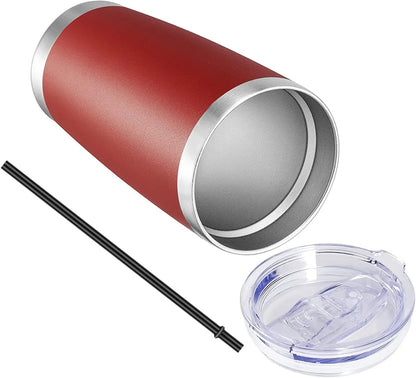 20oz Tumbler with Lid and Straw Stainless Steel Tumbler Cup Vacuum Insulated Double Wall Travel Coffee Mug Powder Coated Coffee Cup, Orange, 1 Pack
