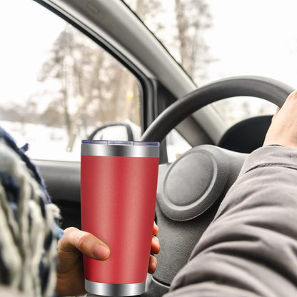 20oz Tumbler with Lid and Straw Stainless Steel Tumbler Cup Vacuum Insulated Double Wall Travel Coffee Mug Powder Coated Coffee Cup, Orange, 1 Pack