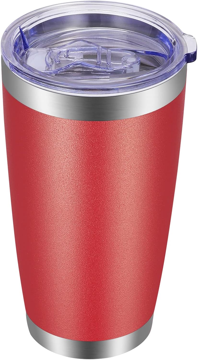 20oz Tumbler with Lid and Straw Stainless Steel Tumbler Cup Vacuum Insulated Double Wall Travel Coffee Mug Powder Coated Coffee Cup, Orange, 1 Pack