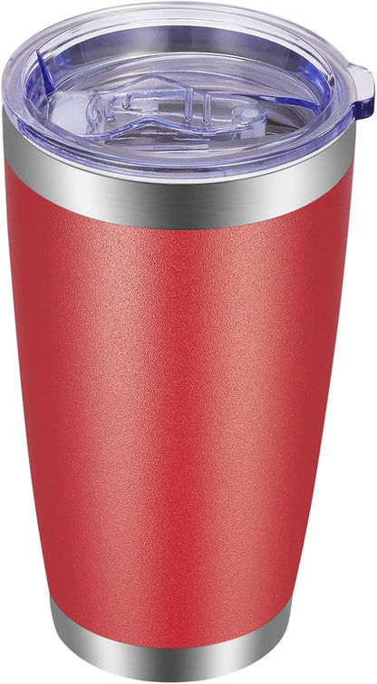 20oz Tumbler with Lid and Straw Stainless Steel Tumbler Cup Vacuum Insulated Double Wall Travel Coffee Mug Powder Coated Coffee Cup, Orange, 1 Pack