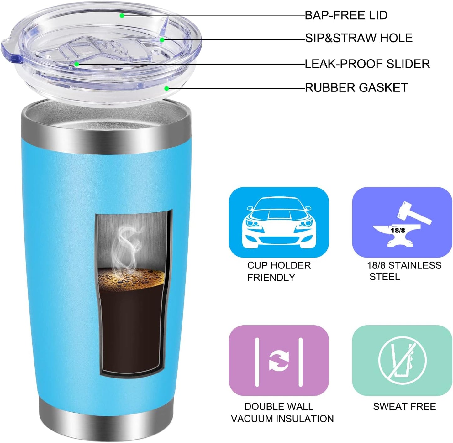 20oz Tumbler with Lid and Straw Stainless Steel Tumbler Cup Vacuum Insulated Double Wall Travel Coffee Mug Powder Coated Coffee Cup, Orange, 1 Pack