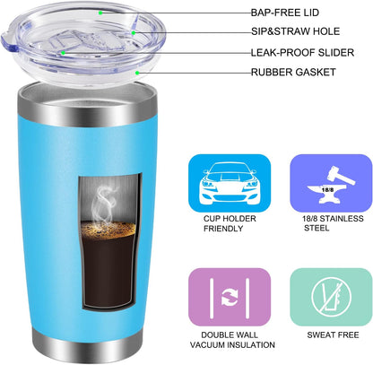 20oz Tumbler with Lid and Straw Stainless Steel Tumbler Cup Vacuum Insulated Double Wall Travel Coffee Mug Powder Coated Coffee Cup, Orange, 1 Pack