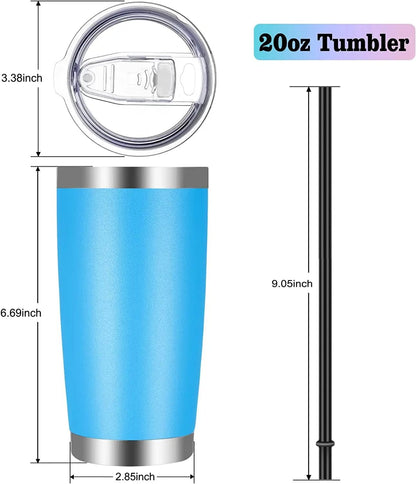 20oz Tumbler with Lid and Straw Stainless Steel Tumbler Cup Vacuum Insulated Double Wall Travel Coffee Mug Powder Coated Coffee Cup, Orange, 1 Pack