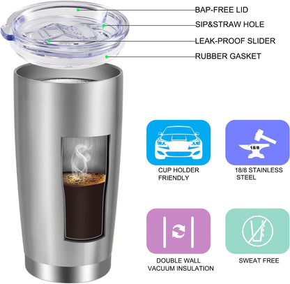 20oz Tumbler with Lid and Straw Stainless Steel Tumbler Cup Vacuum Insulated Double Wall Travel Coffee Mug Powder Coated Coffee Cup, Orange, 1 Pack