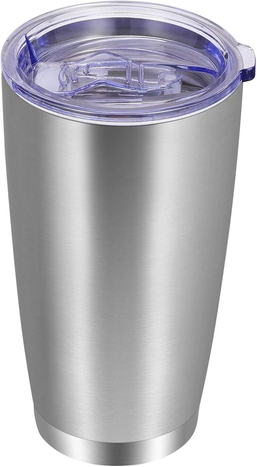 20oz Tumbler with Lid and Straw Stainless Steel Tumbler Cup Vacuum Insulated Double Wall Travel Coffee Mug Powder Coated Coffee Cup, Orange, 1 Pack