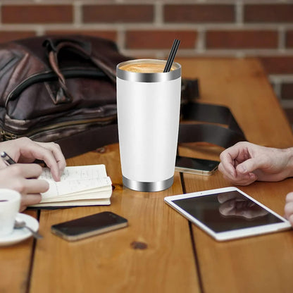 20oz Tumbler with Lid and Straw Stainless Steel Tumbler Cup Vacuum Insulated Double Wall Travel Coffee Mug Powder Coated Coffee Cup, Orange, 1 Pack