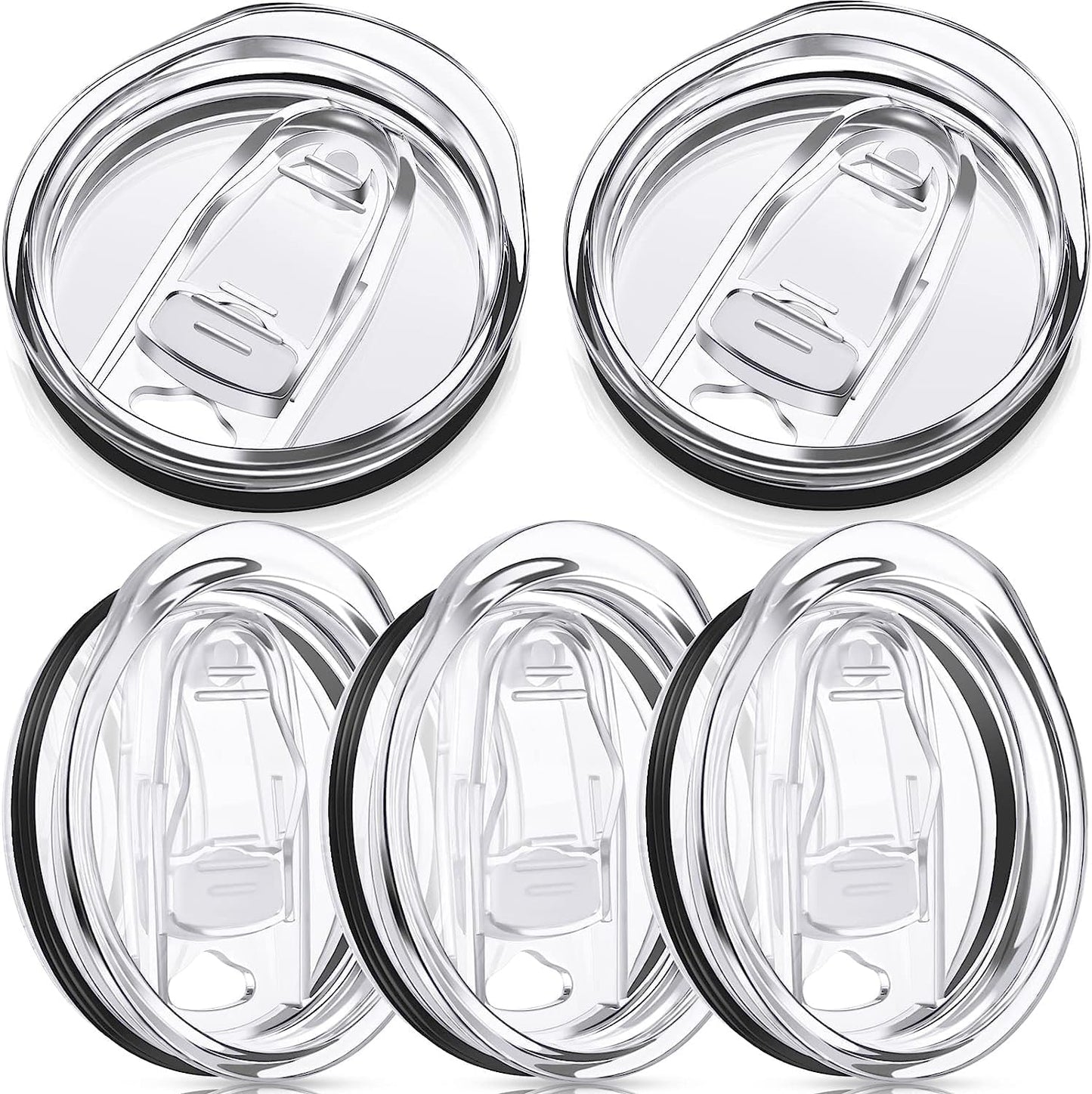 20 oz Skinny Tumbler Replacement Lids, Clear, 5 Pack | Plastic, Splash Resistant, Spill Proof, For Skinny Straight Cooler Cup