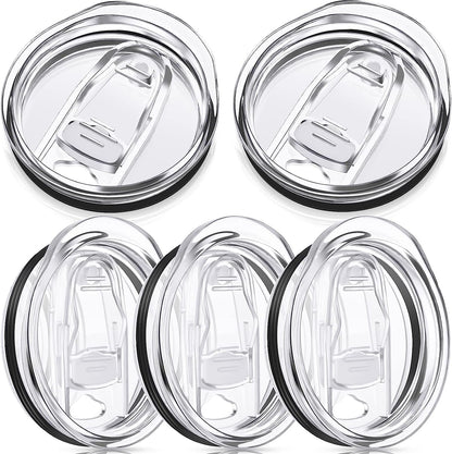20 oz Skinny Tumbler Replacement Lids, Clear, 5 Pack | Plastic, Splash Resistant, Spill Proof, For Skinny Straight Cooler Cup