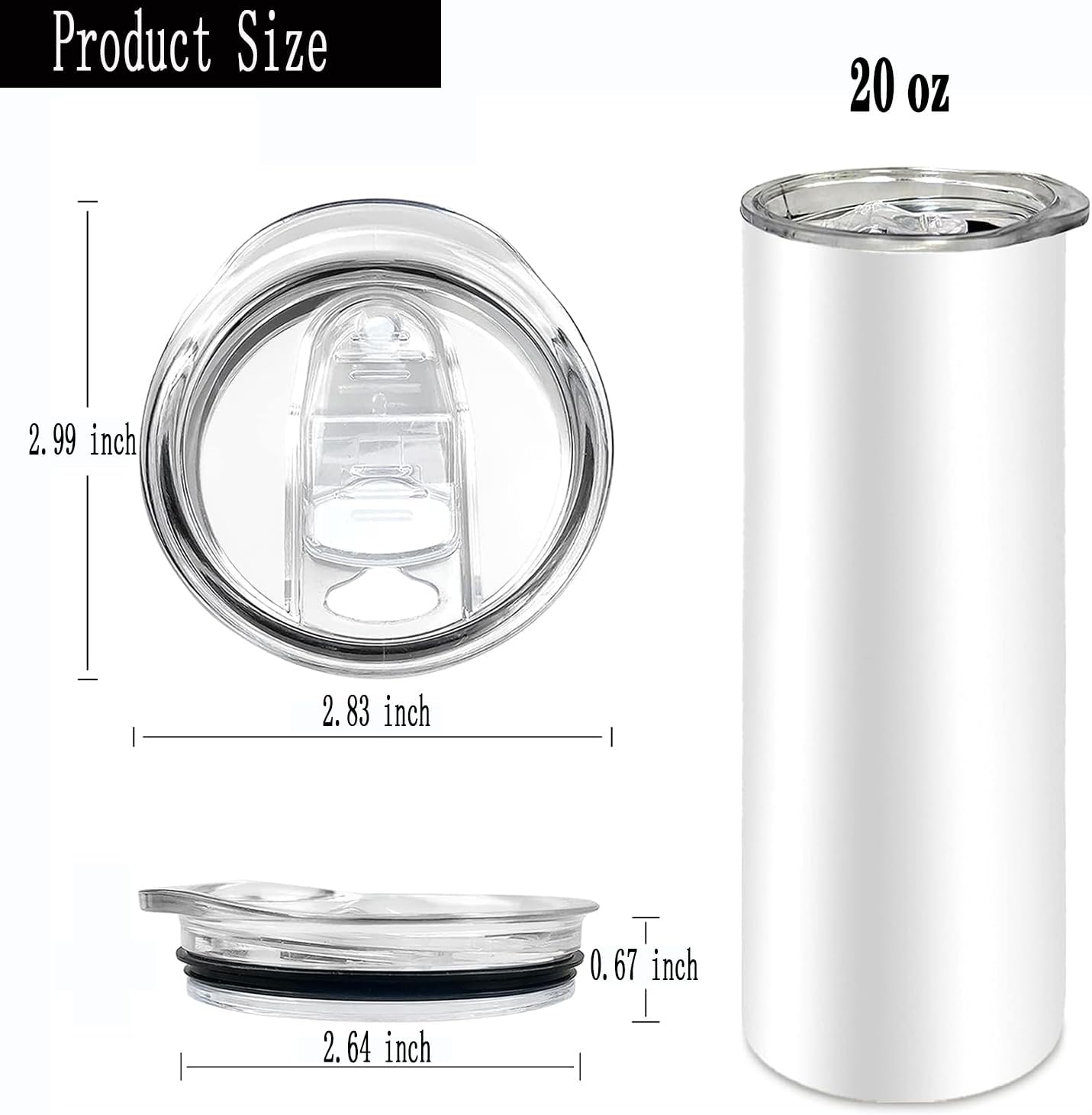 20 oz Skinny Tumbler Replacement Lids, Clear, 5 Pack | Plastic, Splash Resistant, Spill Proof, For Skinny Straight Cooler Cup