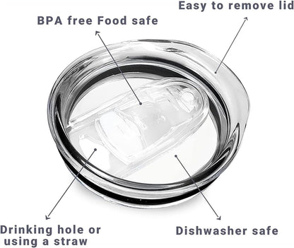 20 oz Skinny Tumbler Replacement Lids, Clear, 5 Pack | Plastic, Splash Resistant, Spill Proof, For Skinny Straight Cooler Cup