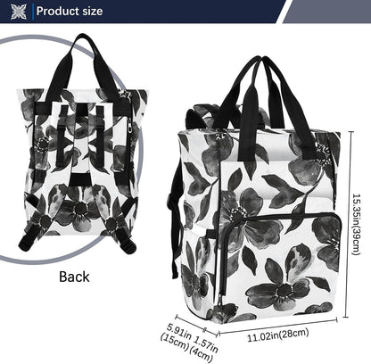 Diaper Bag Backpack, Multifunction Travel Bag for Moms Dads, Baby Changing Bag with Insulted Pockets, Stroller Straps and Side Bottle Pockets Ink Wash Floral Pattern
