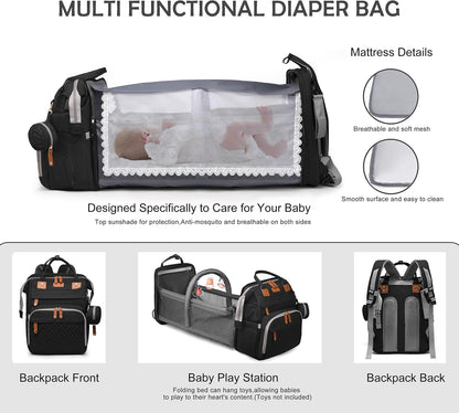 Diaper Bag Backpack with Changing Station, Waterproof for Travel, RGB