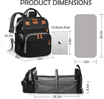 Diaper Bag Backpack with Changing Station, Waterproof for Travel, RGB