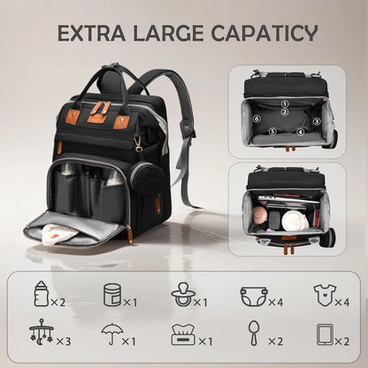 Diaper Bag Backpack with Changing Station, Waterproof for Travel, RGB