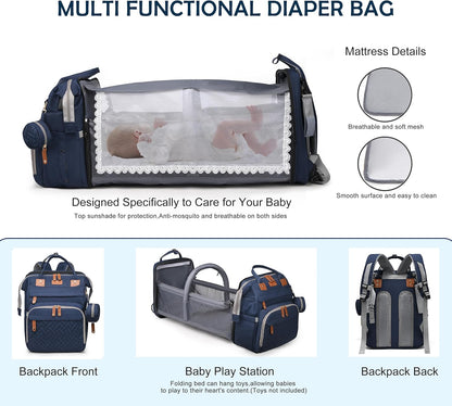 Diaper Bag Backpack with Changing Station, Waterproof for Travel, RGB