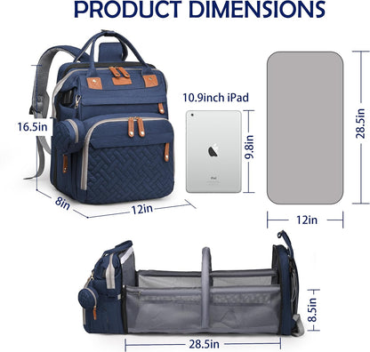Diaper Bag Backpack with Changing Station, Waterproof for Travel, RGB