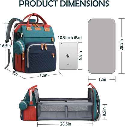 Diaper Bag Backpack with Changing Station, Waterproof for Travel, RGB