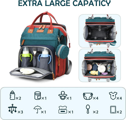 Diaper Bag Backpack with Changing Station, Waterproof for Travel, RGB