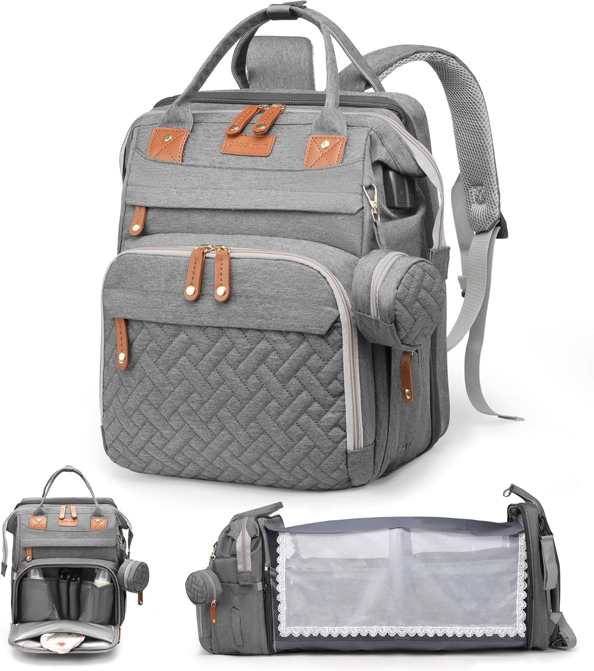 Diaper Bag Backpack with Changing Station, Waterproof for Travel, RGB