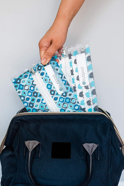 Butipods Reusable Travel Wipes Case, Black Ovals & Rings, Set of 2