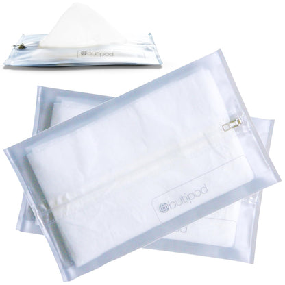 Butipods Reusable Travel Wipes Case, Black Ovals & Rings, Set of 2