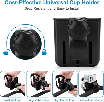 Walker Cup Holder with Phone Holder, Wheelchair Cup Holder, Cup Phone Holder for Walker, Wheelchair, Rollator, Mobility Scooter