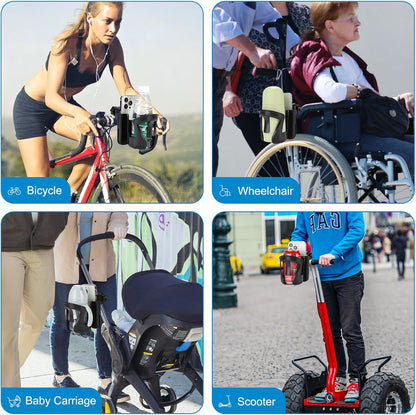 Walker Cup Holder with Phone Holder, Wheelchair Cup Holder, Cup Phone Holder for Walker, Wheelchair, Rollator, Mobility Scooter