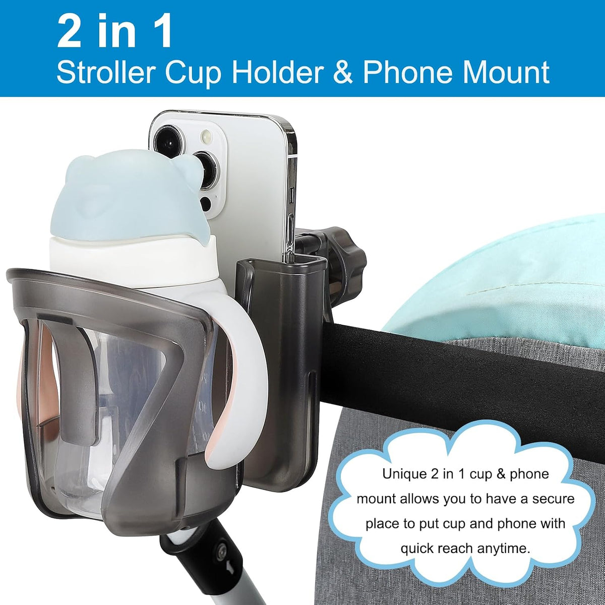 Walker Cup Holder with Phone Holder, Wheelchair Cup Holder, Cup Phone Holder for Walker, Wheelchair, Rollator, Mobility Scooter