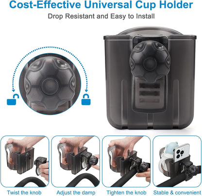 Walker Cup Holder with Phone Holder, Wheelchair Cup Holder, Cup Phone Holder for Walker, Wheelchair, Rollator, Mobility Scooter