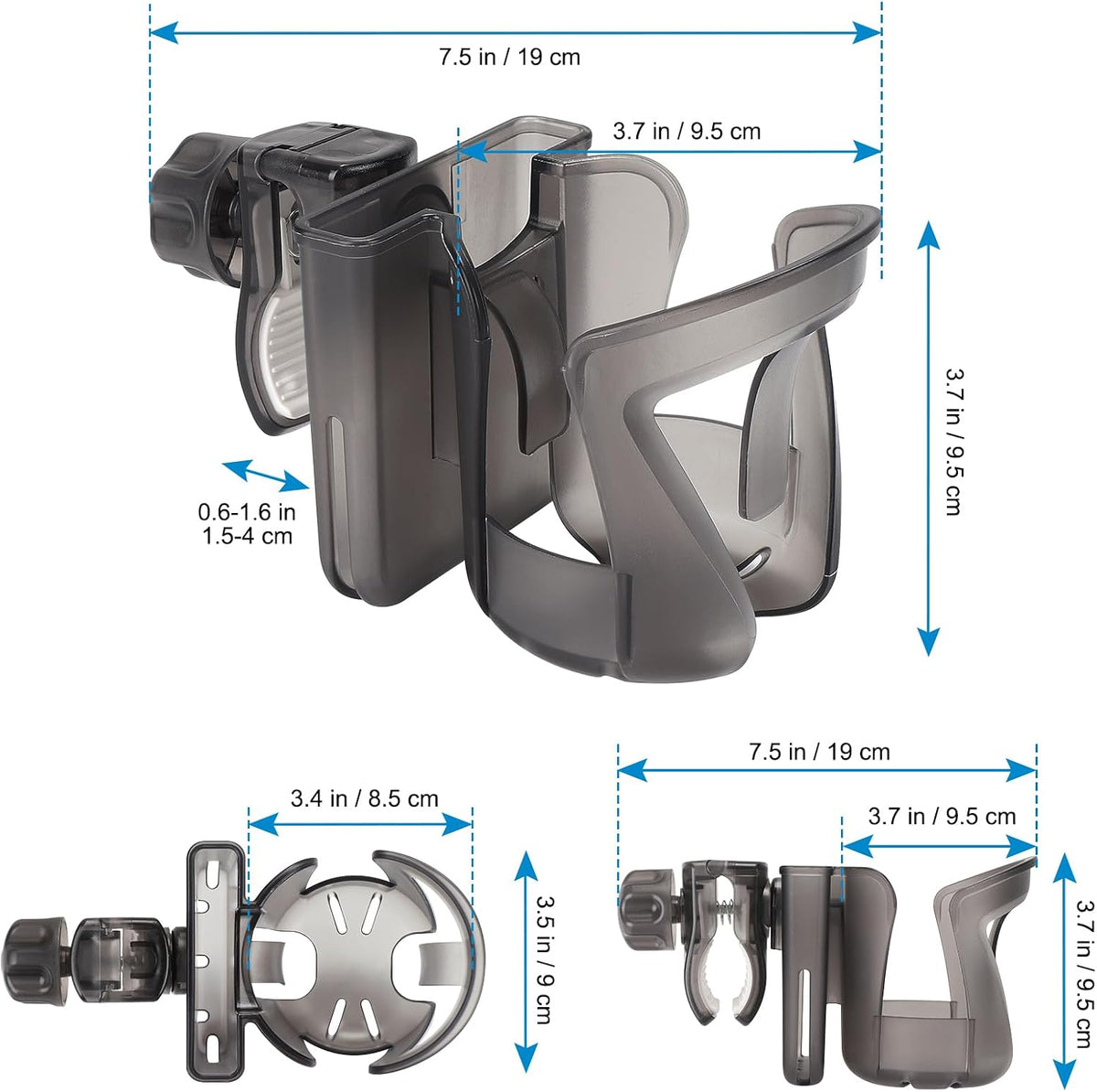 Walker Cup Holder with Phone Holder, Wheelchair Cup Holder, Cup Phone Holder for Walker, Wheelchair, Rollator, Mobility Scooter
