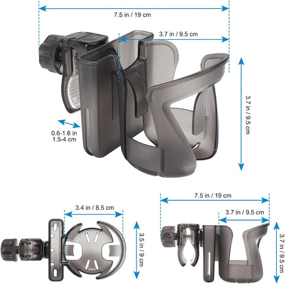 Walker Cup Holder with Phone Holder, Wheelchair Cup Holder, Cup Phone Holder for Walker, Wheelchair, Rollator, Mobility Scooter