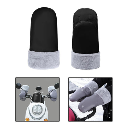 2X Stroller Gloves Universal Stroller Mittens Thick Hand Warmer Hand Muffs Waterproof Portable for Carriage Pushchair Bike, Black