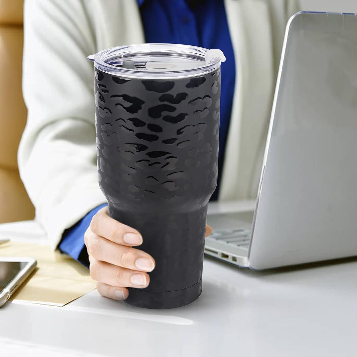 D·S 30 oz Navy Tumbler Double Wall Vacuum Insulated Travel Coffee Mug | Double Wall Vacuum Suit Cold and Hot Drink Fits in standard car cup holders With Splash-Proof Lid
