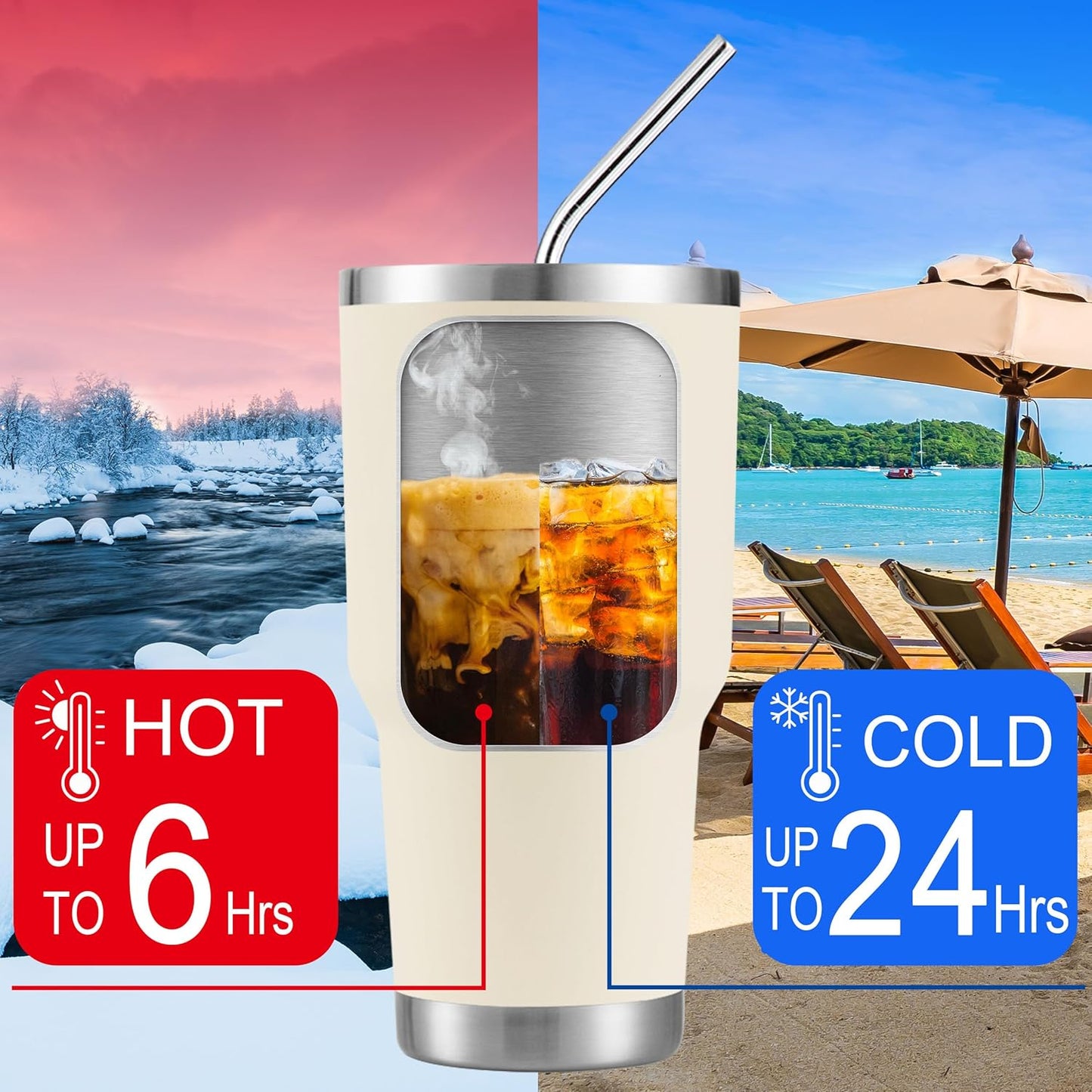 D·S 30 oz Navy Tumbler Double Wall Vacuum Insulated Travel Coffee Mug | Double Wall Vacuum Suit Cold and Hot Drink Fits in standard car cup holders With Splash-Proof Lid