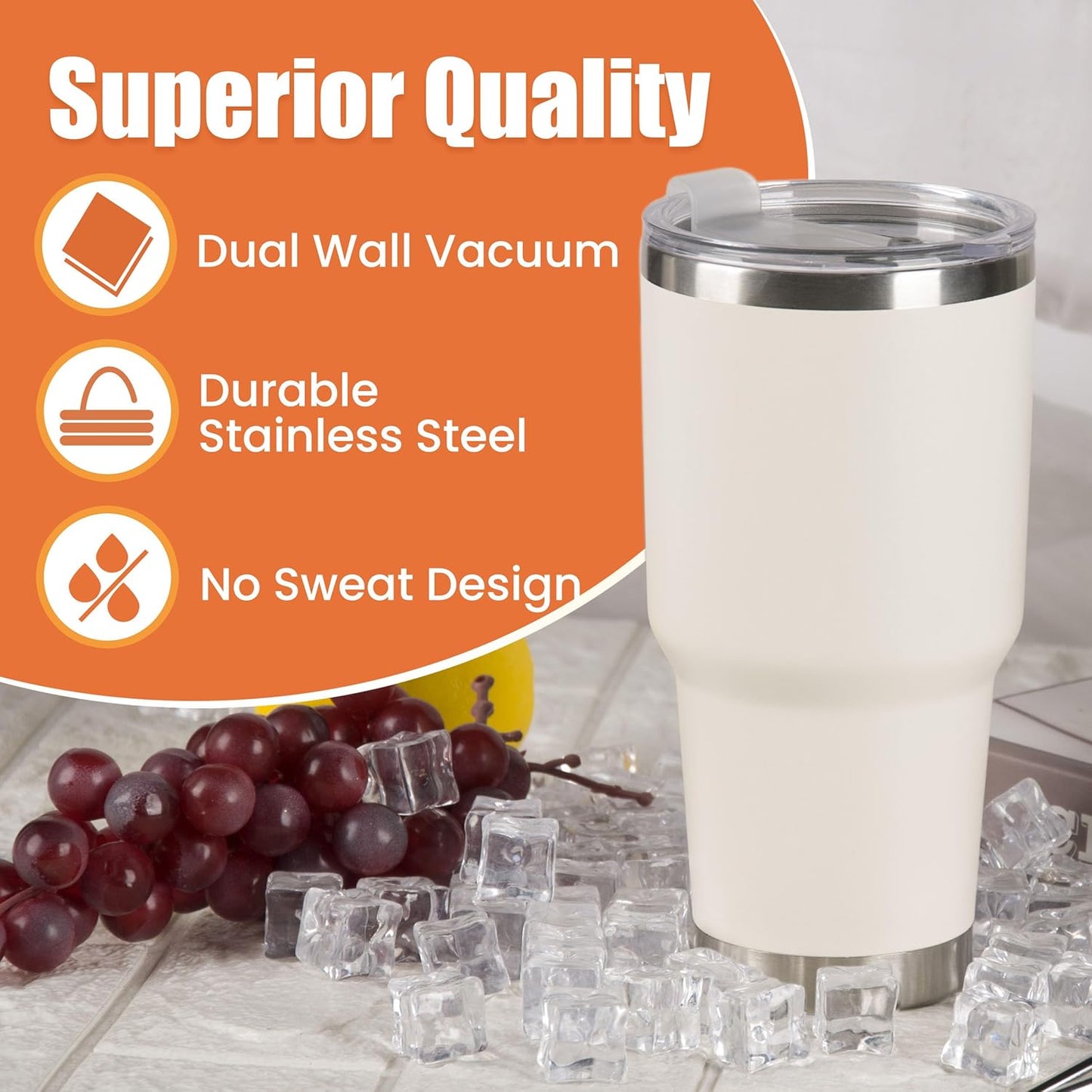 D·S 30 oz Navy Tumbler Double Wall Vacuum Insulated Travel Coffee Mug | Double Wall Vacuum Suit Cold and Hot Drink Fits in standard car cup holders With Splash-Proof Lid