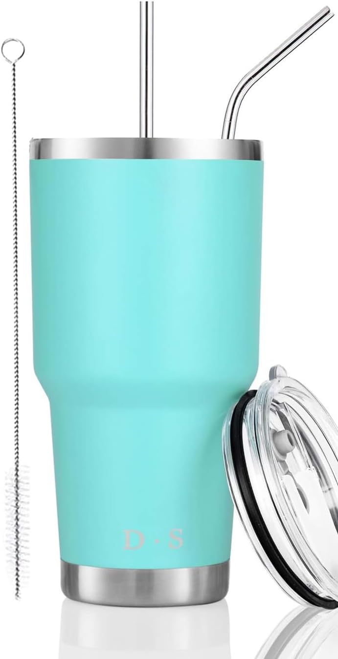 D·S 30 oz Navy Tumbler Double Wall Vacuum Insulated Travel Coffee Mug | Double Wall Vacuum Suit Cold and Hot Drink Fits in standard car cup holders With Splash-Proof Lid