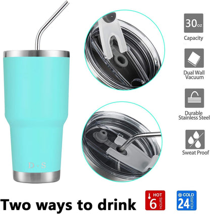 D·S 30 oz Navy Tumbler Double Wall Vacuum Insulated Travel Coffee Mug | Double Wall Vacuum Suit Cold and Hot Drink Fits in standard car cup holders With Splash-Proof Lid
