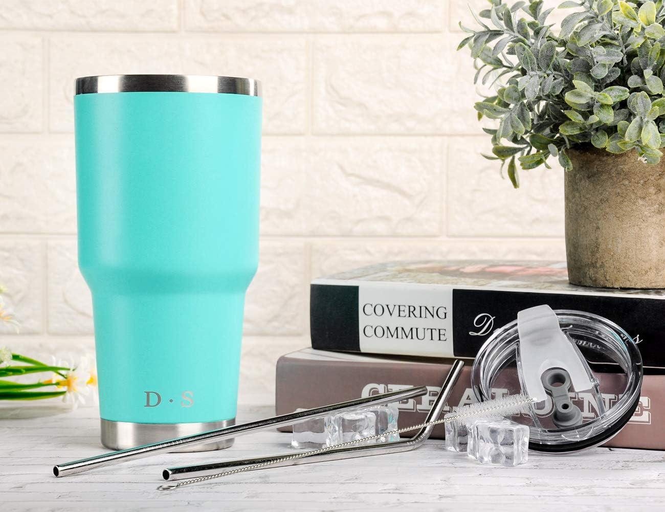 D·S 30 oz Navy Tumbler Double Wall Vacuum Insulated Travel Coffee Mug | Double Wall Vacuum Suit Cold and Hot Drink Fits in standard car cup holders With Splash-Proof Lid