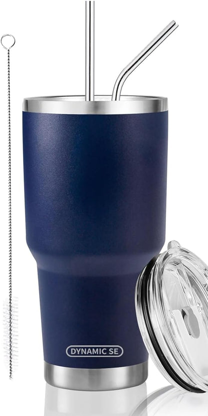 D·S 30 oz Navy Tumbler Double Wall Vacuum Insulated Travel Coffee Mug | Double Wall Vacuum Suit Cold and Hot Drink Fits in standard car cup holders With Splash-Proof Lid