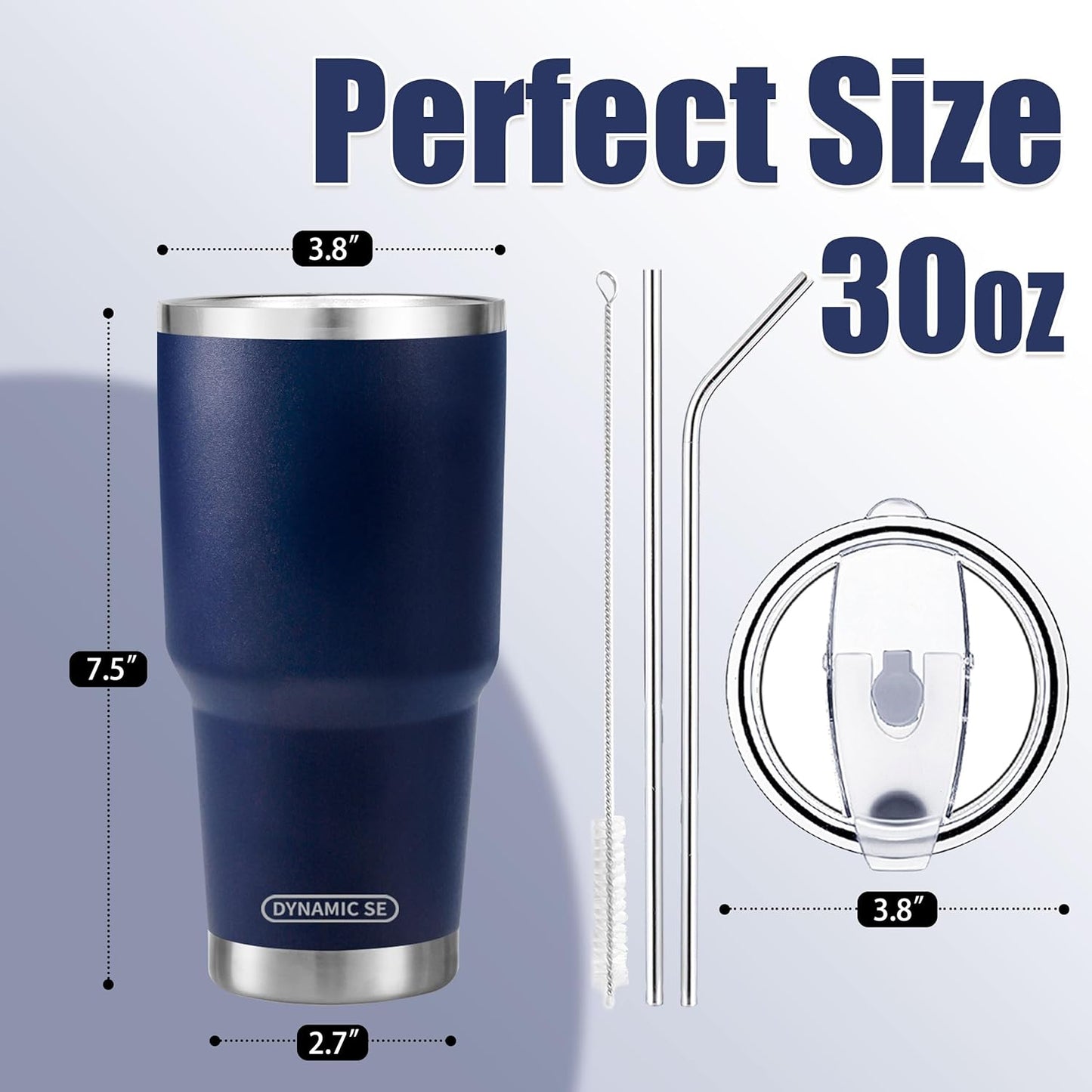 D·S 30 oz Navy Tumbler Double Wall Vacuum Insulated Travel Coffee Mug | Double Wall Vacuum Suit Cold and Hot Drink Fits in standard car cup holders With Splash-Proof Lid