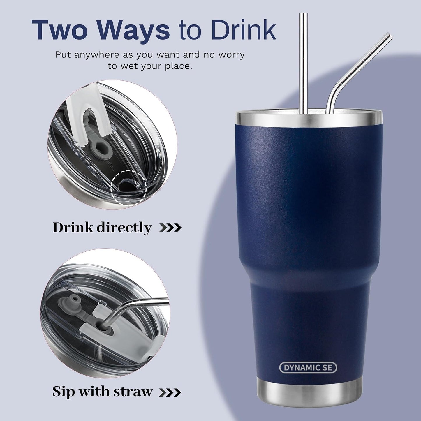 D·S 30 oz Navy Tumbler Double Wall Vacuum Insulated Travel Coffee Mug | Double Wall Vacuum Suit Cold and Hot Drink Fits in standard car cup holders With Splash-Proof Lid