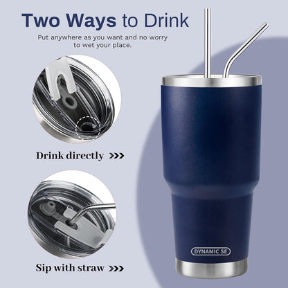 D·S 30 oz Navy Tumbler Double Wall Vacuum Insulated Travel Coffee Mug | Double Wall Vacuum Suit Cold and Hot Drink Fits in standard car cup holders With Splash-Proof Lid